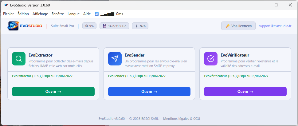 Aperçu de la suite EvoStudio